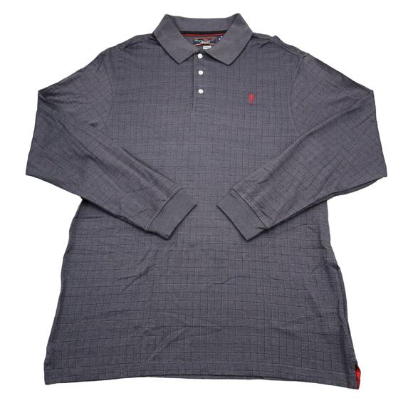 Payne Stewart Shirt Mens LS L Black Gray Check Legacy Polo 100% cotton Casual - Picture 1 of 16